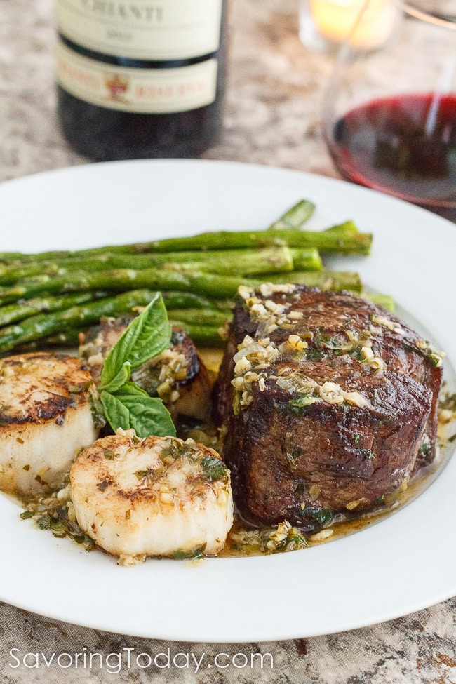ScampiStyle Steak & Scallop Recipe Date Night Dinner for Two